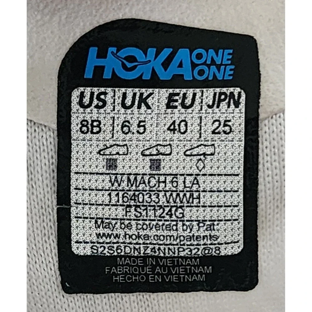 Hoka Women's One One Mach 6 White Oyster Running Shoes Size 8B 1164033 WWH